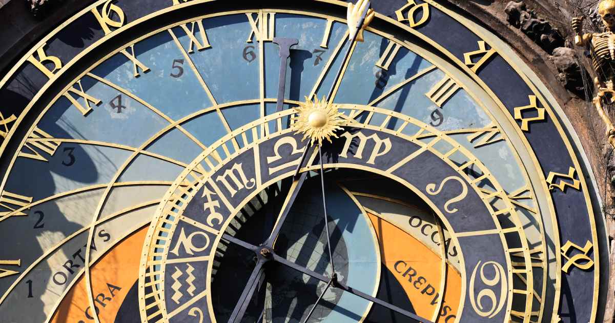Astronomical Clock Show in prague, zodia signs and hours