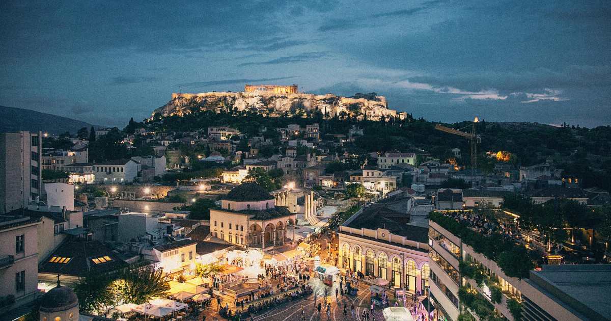 visit athens, a whole view of monastiraki and the acropolis